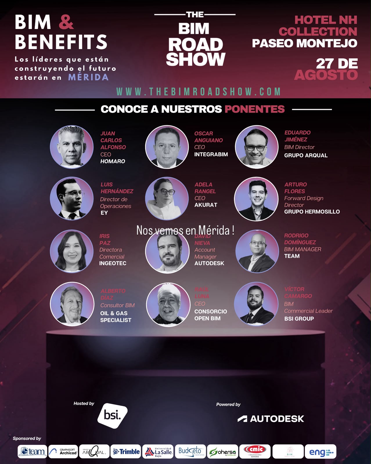 Cartel de ponentes BIM Road Show 2026 Mérida